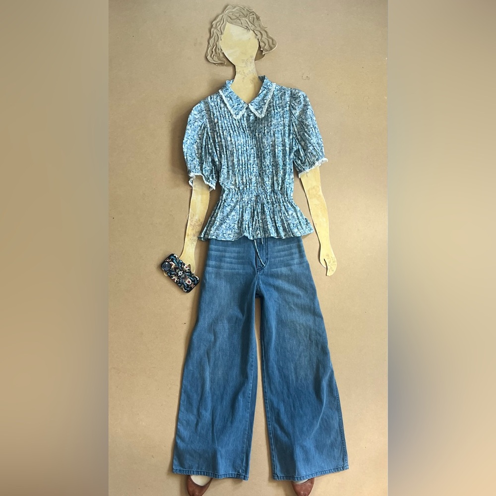 Christy Dawn Farm to Closet Clementine Blouse in Lapis Orchard sz M